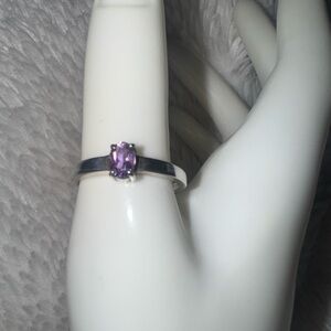 Vintage Signed Solid Sterling Amethyst Ring, Size 9